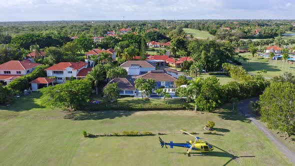 Aerial View Of Villas At Metro Country Club In Juan Dolio, Dominican Republic, Small Helicopter Stan