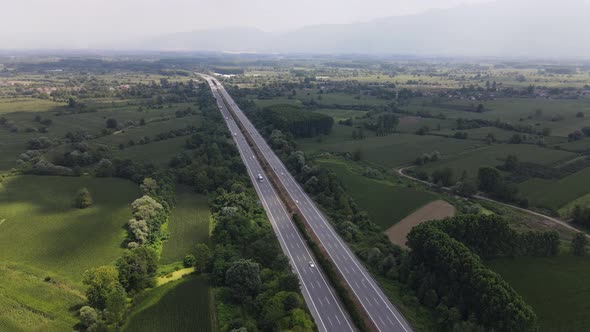 Driving Car Drone Shot