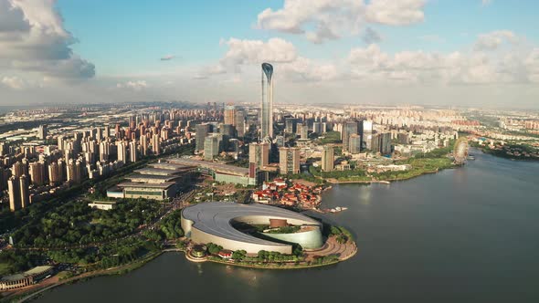 CBD buildings by Jinji Lake in Suzhou