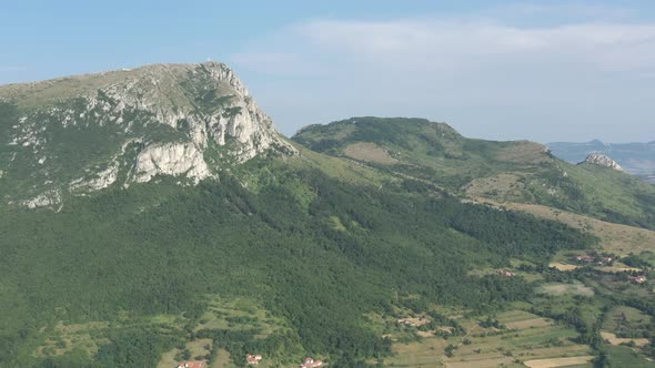 Top of the mountain Stol in Eastern Serbia 4K aerial video