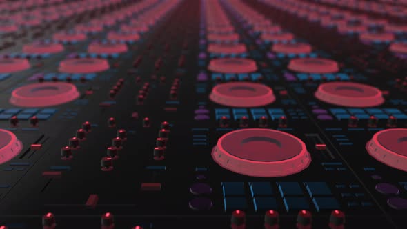 4K Close Up Dj Controller With Red Light Wall Background Seamless Loop V3