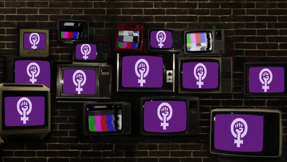 Feminist Flags and Old Retro Televisions.