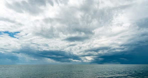 Time Lapse of the Sea and Blue Sky White Clouds Evolve and Change Shape Dynamic Weather Beautiful