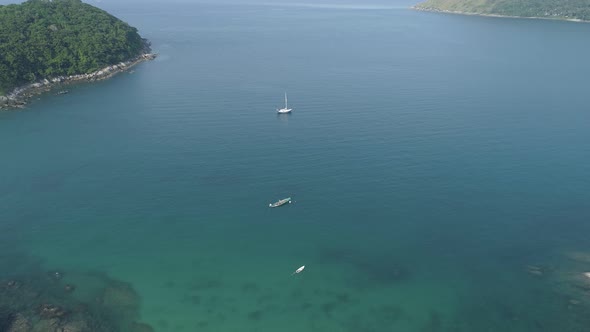 Tropical sea beautiful ocean water sea surface in summer day Aerial view drone camera