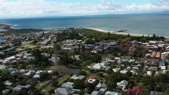 AERIAL Queenscliff Seared Ferries Port And Historical Township