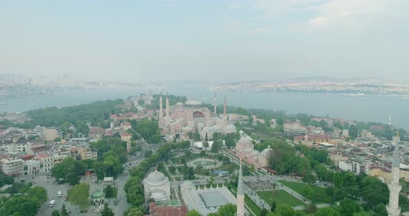 Istanbul Historical Peninsula And Hagia Sophia Aerial View