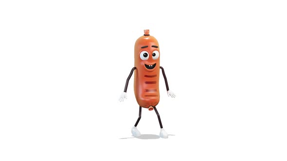 Sausage Dancing A Poppin Dance on White Background 