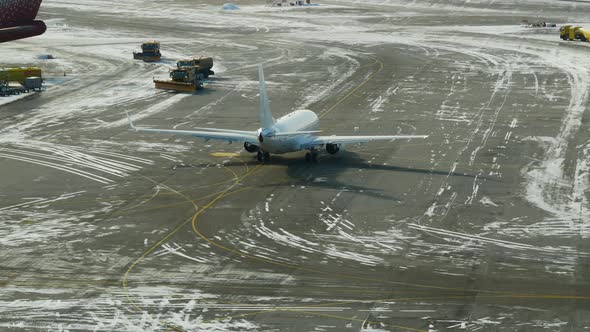 Plane Is Moving On The Taxiway