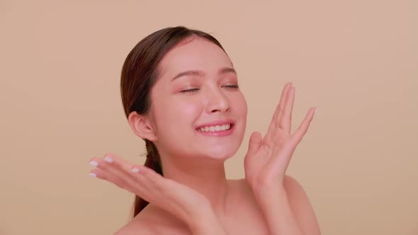 Beautiful face of Asian young woman with natural skin.