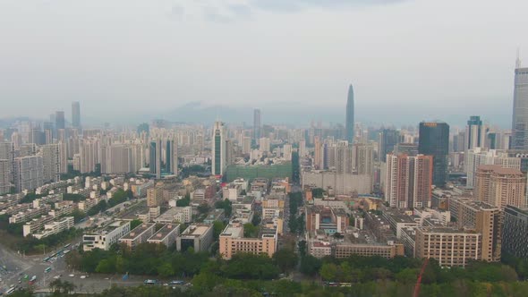 Shenzhen City at Day. Luohu and Futian District Urban Cityscape