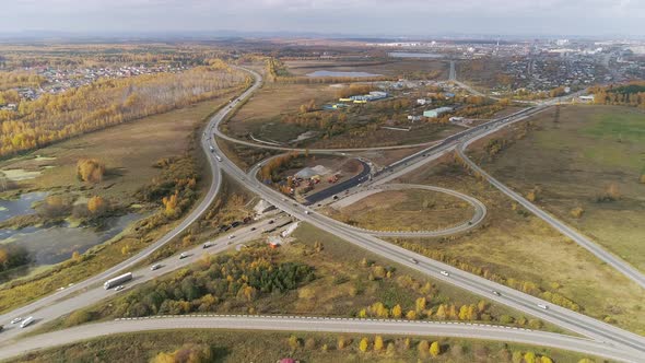 Aerial view of Transport interchange near the city. 31