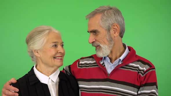 An Elderly Couple Talks - Closeup - Green Screen Studio