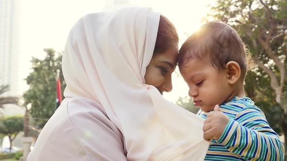 Mother and son at the park