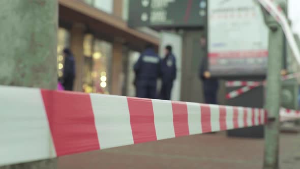 Barrier Warning Police Tape at the Crime Scene. Kyiv. Ukraine