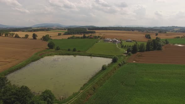 Drone fly ove the leak and fields