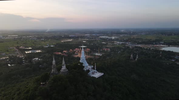 Aerial view of Oudong mountain, a holy site, Cambodia.
