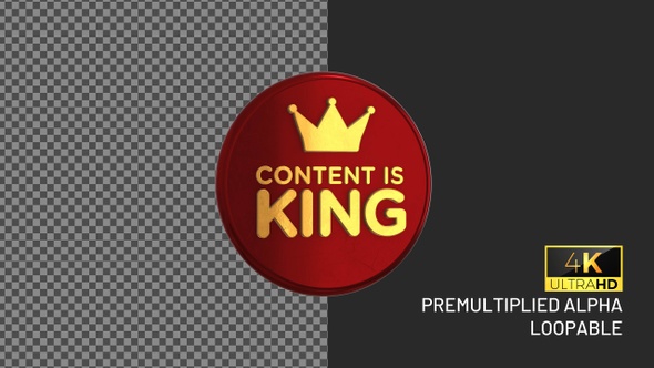 Content Is King Rotating Looping Badge with Alpha Channel