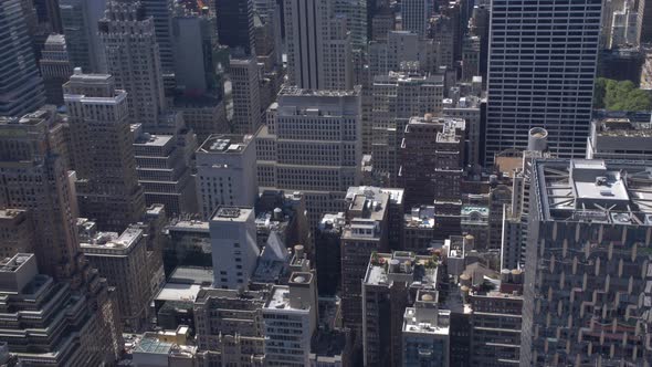 handheld shot of manhattan packed roofs