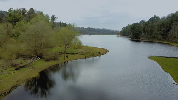 Aerial  view over water reservoir