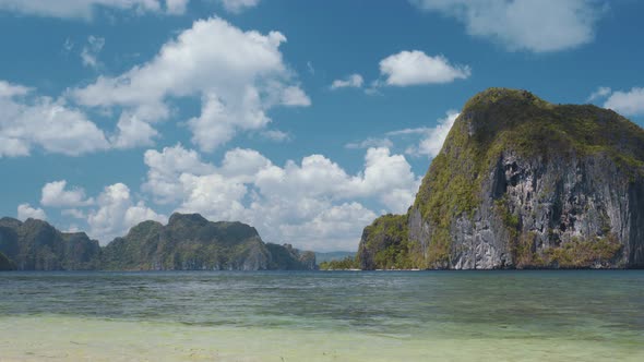 El Nido, Palawan, Philippines. Nature Scene of Exotic Pinagbuyutan Island and Beautiful Cloudscape