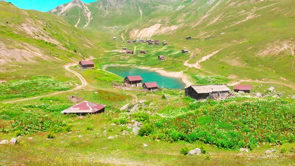 Old Houses By Shuamta Lake In Georgia