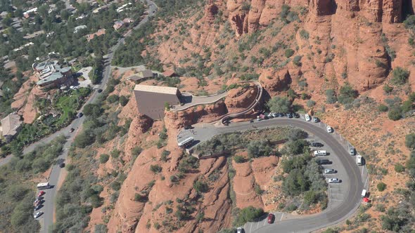 Aerial of the Chapel of the Holy Cross in Sedona