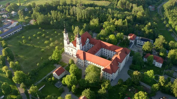 Aerial view of Irsee Abbey, Bavaria, Germany