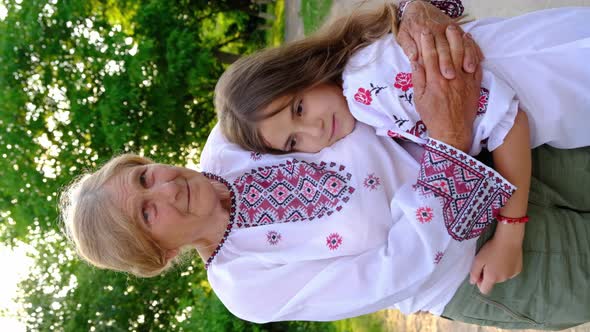 Ukrainian Grandmother and Granddaughter in Vyshyvanka