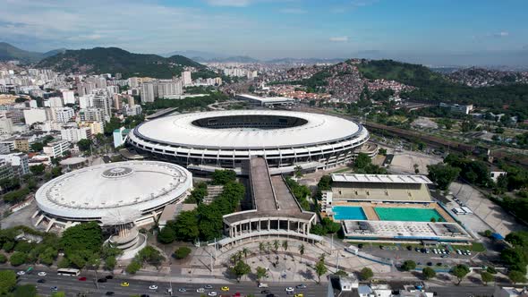 Cityscape of Rio de Janeiro Brazil. Stunning landscape of sports centre at city