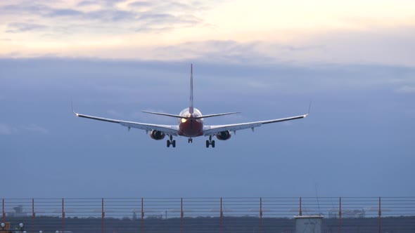 Airplane landing at Airport Berlin Tegel, Germany