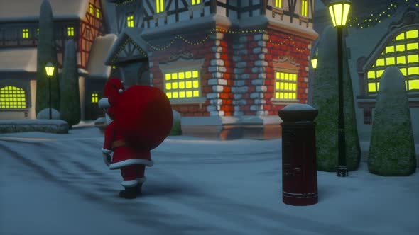 Santa Claus Carries a Bag with Gifts alt