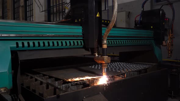 Laser Cutter Cuts Metal Parts