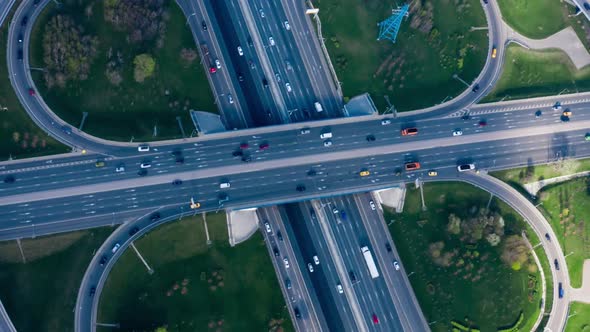 Freeway Intersection Traffic Trails in Moscow