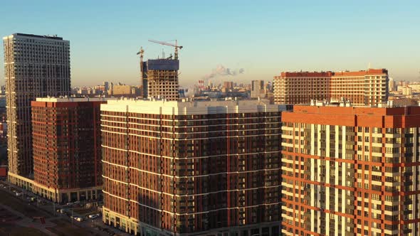 Modern Residential Complex of Brick Residential Buildings in Moscow in Autumn