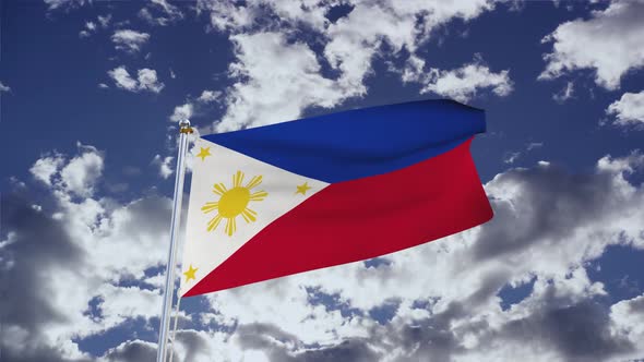Philippines Flag With Sky 4k