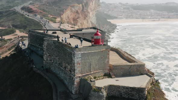 Aerial View of Famous Coast with Giant Waves