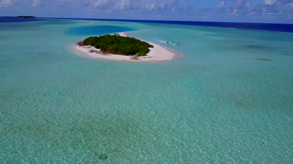 Drone view panorama of coastline beach by blue ocean with sand background