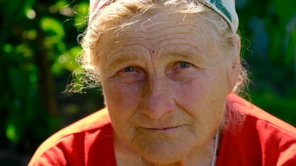 Old Woman Portrait Looks Up