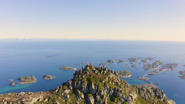 Flying Around Mount Festvagtind and Henningsvaer Village in Lofoten Norway