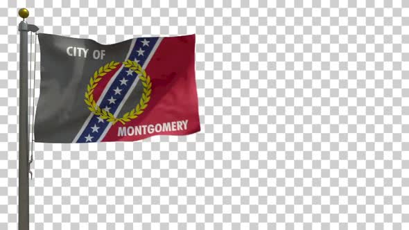 Montgomery City Flag (Alabama, USA) on Flagpole with Alpha Channel - 4K