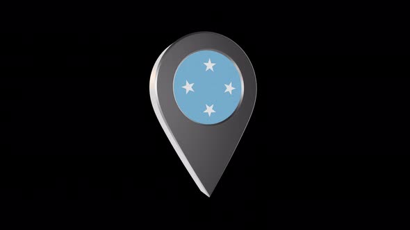 3d Animation Map Navigation Pointer With Micronesia Flag With Alpha Channel  - 4K