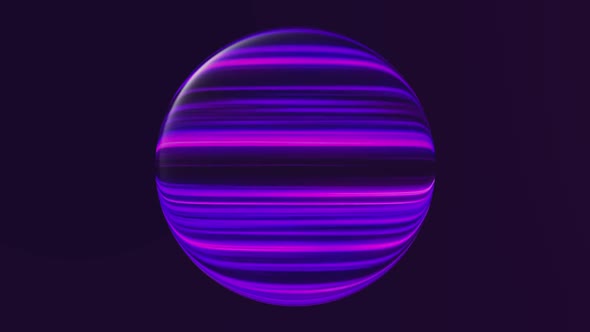 Neon Glowing Lines Inside the Sphere