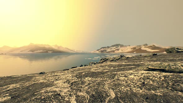 Coastline of Antarctica with Stones and Ice