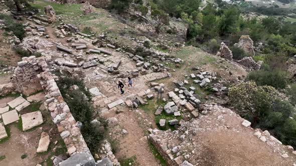 Old ruined city Syedra Turkey Alanya 4K Aerıal Vıew