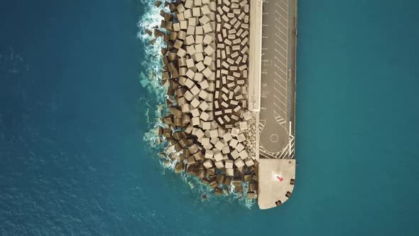 Aerial View of the Promenade and Coastal Stones in the Port City of Agaete