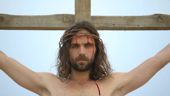 Jesus Suffering and Dying Nailed to Cross, Ultimate Sacrifice, Saving People