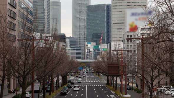 Nagoya Downtown Urban Traffic Car Motion Timelapse