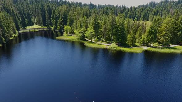 Moorsee in the Swiss Jura filmed from the air