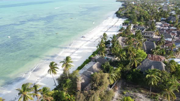 Aerial View of the Beach on Zanzibar Island Tanzania Slow Motion