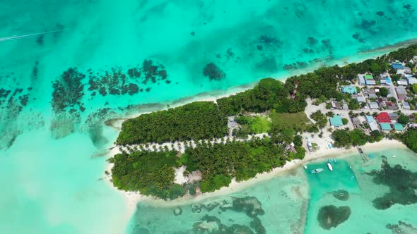 Aerial top view scenery of exotic sea view beach time by blue sea with white sandy background of a d